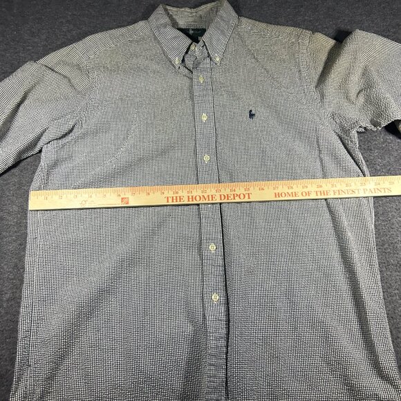 Vintage HUNT CLUB Men's 100% Cotton Seersucker Short Sleeve Button Down Shirt L - Picture 4 of 11